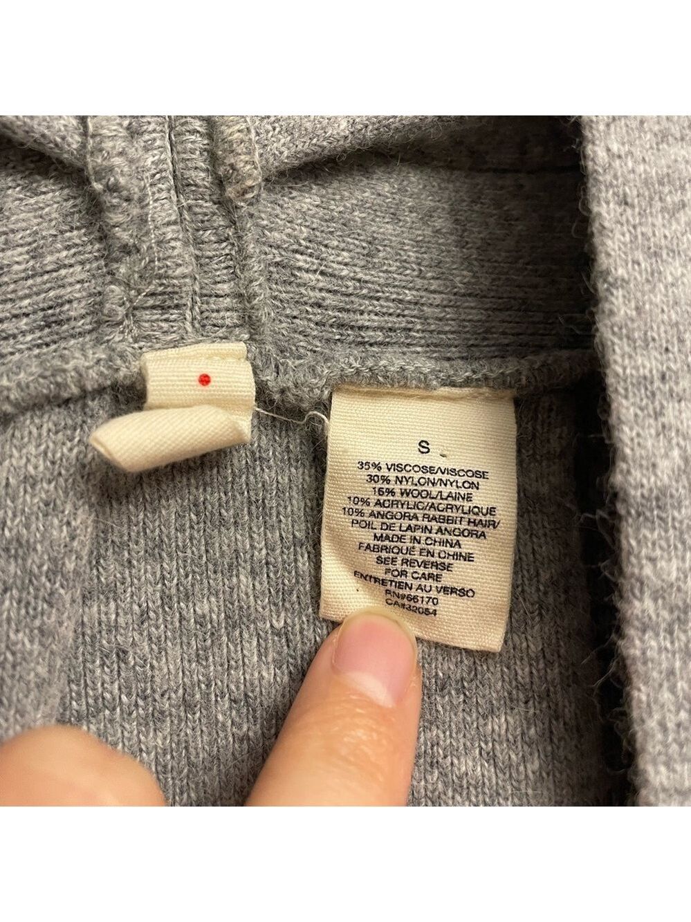 Anthropologie Moth Puckered and Pleated Cardigan Grey Small Angora Rabbit Wool - Picture 4 of 5